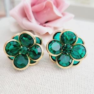 VINTAGE Swarovski crystal clip on earrings
